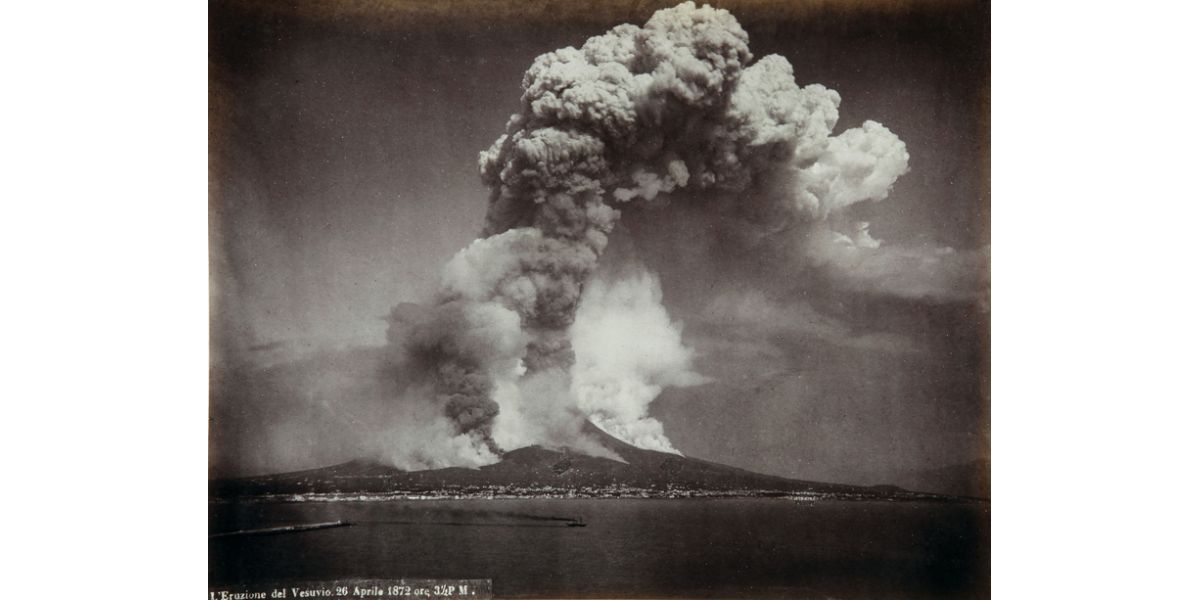 Giorgio Sommer, The eruption of Vesuvius on 26 April 1872 at 3.30 p.m., Albumen print on paper, 18 X 24 cm, from the album "Italia", 1874, Alinari Archives-album collection, Florence