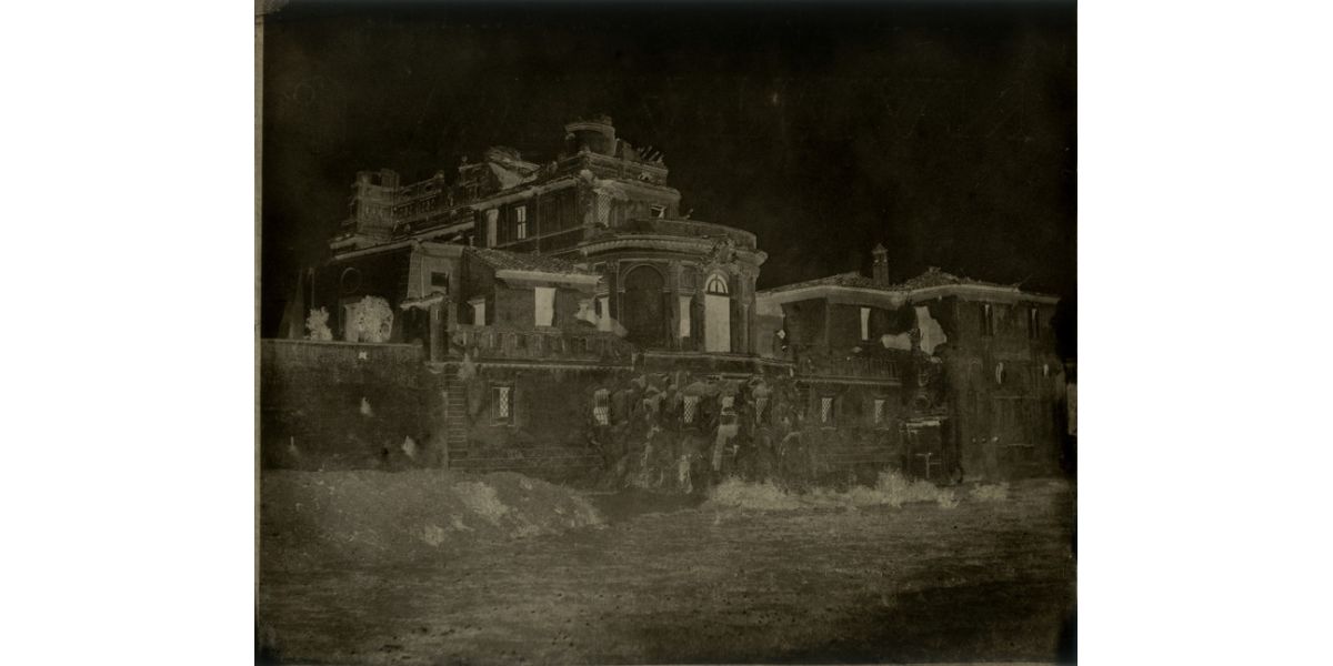 Frédéric Flachéron, Villa del Vascello on the Janiculum Hill after the siege of Rome during the Roman Republic, 1849, paper negative, Alinari Archives, Florence