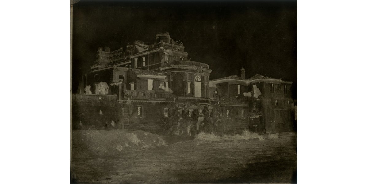 Frédéric Flachéron, Villa del Vascello on the Janiculum Hill after the siege of Rome during the Roman Republic, 1849, paper negative, Alinari Archives, Florence