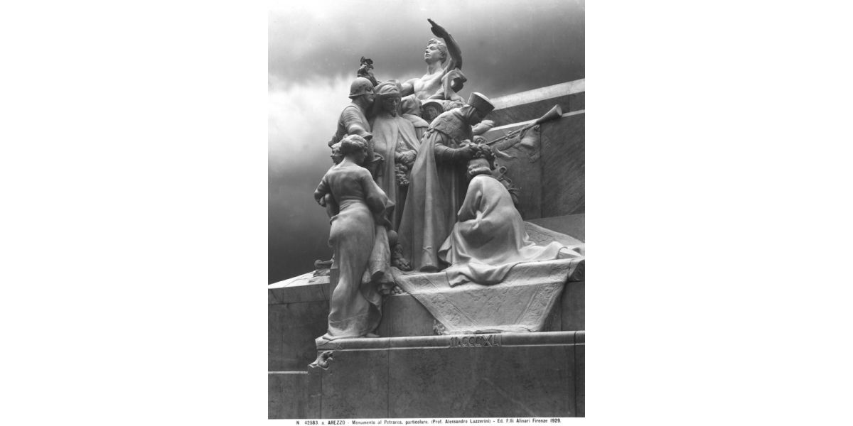 Fratelli Alinari, Monument to Francesco Petrarca, detail, marble, Alessandro Lazzerini, Passeggio del Prato, Arezzo, 1929, silver gelatin dry glass plate negative, 21 x 27 cm, Alinari Archives-Alinari archive, Florence