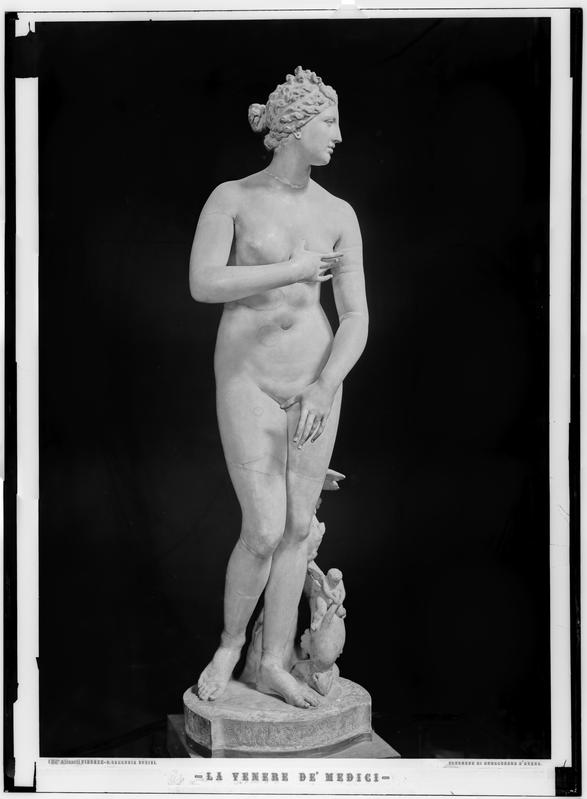 Fratelli Alinari, Venere de'Medici, scultura, Gallerie degli Uffizi, Firenze. Il negativo fa parte del corpus delle lastre extra formato, negativo alla gelatina ai sali d'argento su lastra di vetro convertito digitalmente in positivo, Archivi Alinari, Firenze