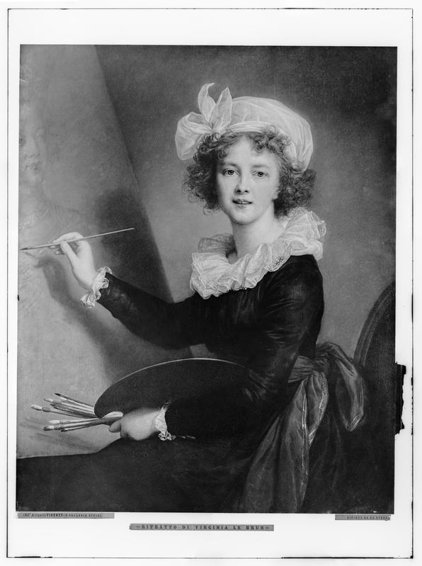 Fratelli Alinari, Autoritratto, dipinto, Elisabeth Louise Vigée Le Brun (1755-1842), Gallerie degli Uffizi, Firenze. Il negativo fa parte del corpus delle lastre extra formato, negativo alla gelatina sali d’argento su vetro convertito digitalmente in positivo, dimensioni:113,3 x 83,6 x 0,6 cm, Archivi Alinari, Firenze 