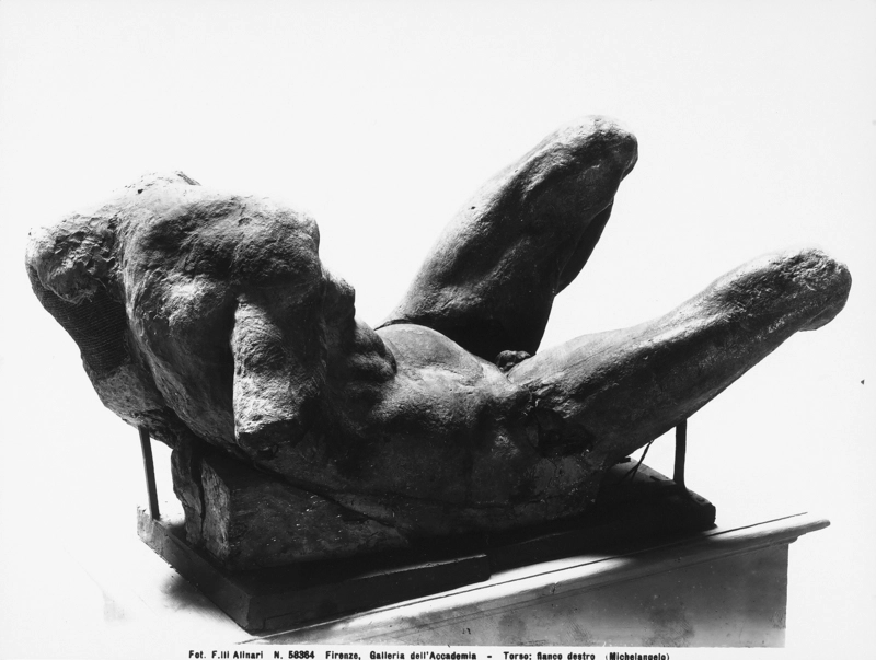 Fratelli Alinari, Michelangelo Buonarroti, Model for a river god, (ca. 1524-1527) at Galleria dell'Accademia, formerly at Casa Buonarroti, now at the Accademia delle Arti del Disegno in the Palazzo Beccai, Florence, ca. 1950-1960, silver gelatin dry glass plate negative, Alinari Archives, Florence