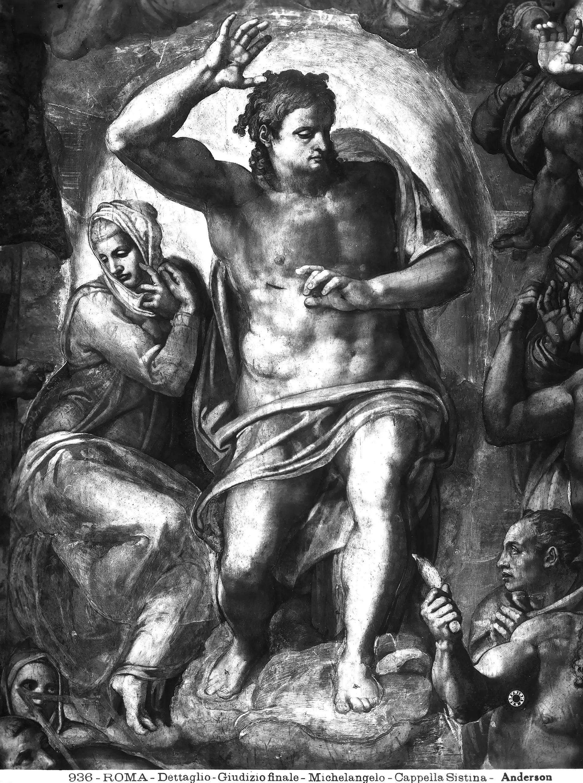 Stabilimento fotografico Anderson, Michelangelo Buonarroti, Il Christ the Judge, detail from The Last Judjement (1536-1541), Sistine Chapel, Vatican Museums, Vatican City, before 1899, silver gelatin dry glass plate negative, Alinari Archives, Florence