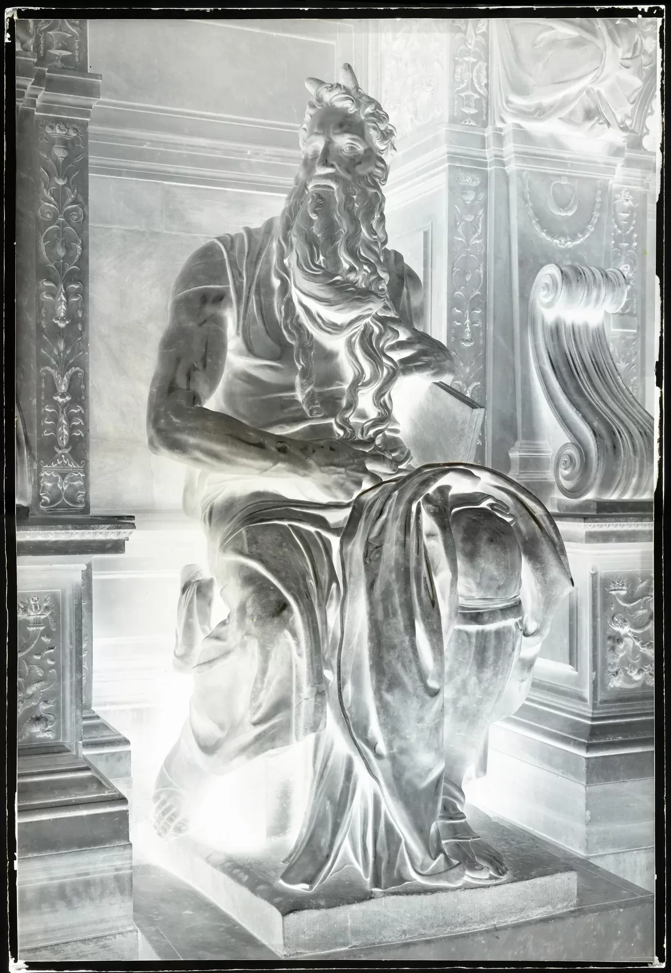 Fratelli Alinari, Michelangelo Buonarroti, Moses, Tomb of Julius II (1513-1515), Basilica of San Pietro in Vincoli, Rome, before 1876, silver gelatin dry glass plate negative, Alinari Archives, Florence